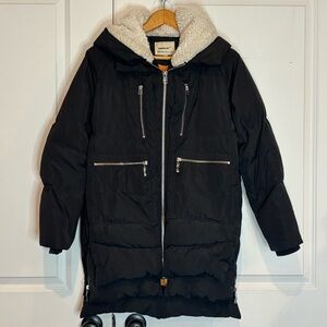 Orolay Black Quilted Down Puffer Hooded Side Zip Jacket S
